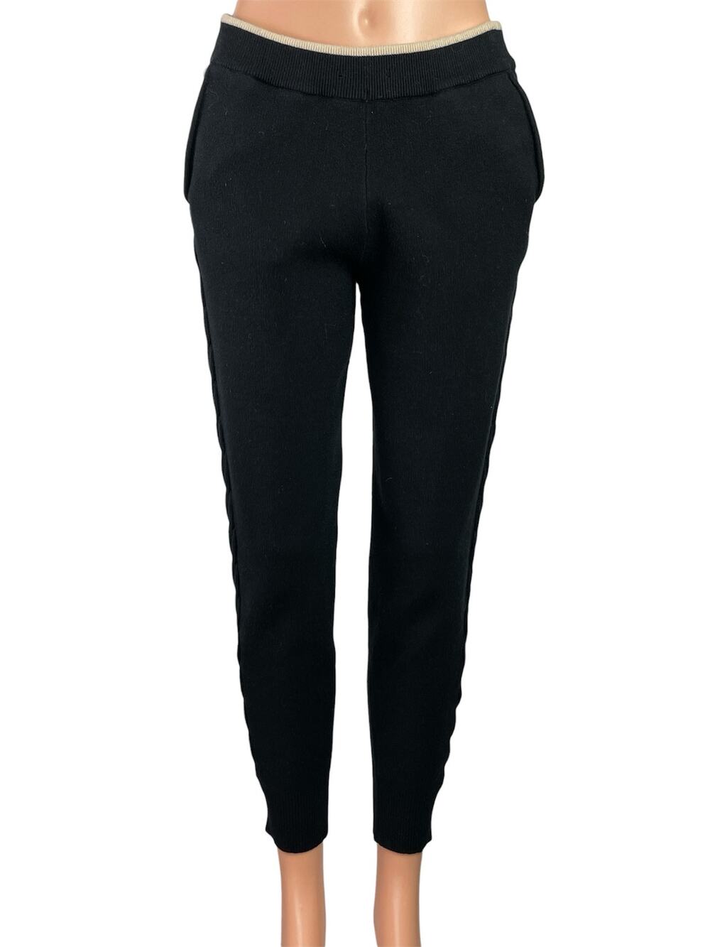 Monrow Women's Black High Waisted Pull On Pocket Tapered Jogger Pants Size S